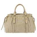 Miu Miu Hand Bag Leather Beige Gold Auth 206341A-13