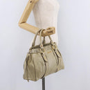 Miu Miu Hand Bag Leather Beige Gold Auth 206341A-25