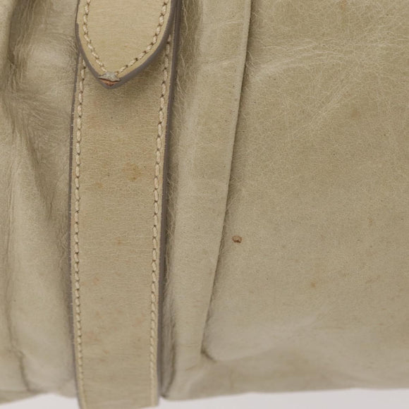 Miu Miu Hand Bag Leather Beige Gold Auth 206341A