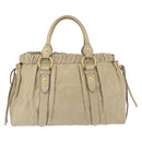 Miu Miu Hand Bag Leather Beige Gold Auth 206341A-3