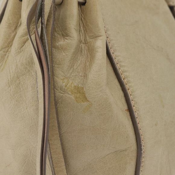 Miu Miu Hand Bag Leather Beige Gold Auth 206341A