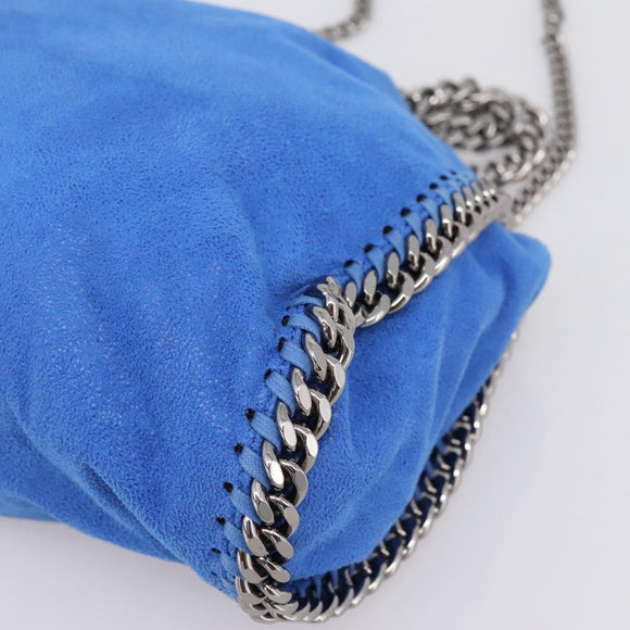 Stella MacCartney Chain Falabella Bag Suede Blue Silver 371223 Auth 206343A
