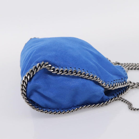 Stella MacCartney Chain Falabella Bag Suede Blue Silver 371223 Auth 206343A