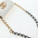 CHANEL Matelasse Chain Shoulder Pouch Lamb Skin Gold White CC Auth 206352SAM-9