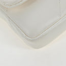 CHANEL Matelasse Chain Shoulder Pouch Lamb Skin Gold White CC Auth 206352SAM-16