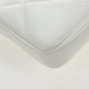 CHANEL Matelasse Chain Shoulder Pouch Lamb Skin Gold White CC Auth 206352SAM-18