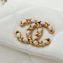 CHANEL Matelasse Chain Shoulder Pouch Lamb Skin Gold White CC Auth 206352SAM-20