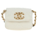CHANEL Matelasse Chain Shoulder Pouch Lamb Skin Gold White CC Auth 206352SAM-13