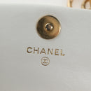 CHANEL Matelasse Chain Shoulder Pouch Lamb Skin Gold White CC Auth 206352SAM-23