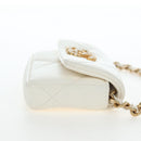 CHANEL Matelasse Chain Shoulder Pouch Lamb Skin Gold White CC Auth 206352SAM-4