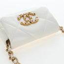 CHANEL Matelasse Chain Shoulder Pouch Lamb Skin Gold White CC Auth 206352SAM-6