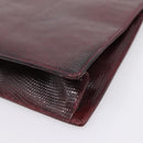 Salvatore Ferragamo Gancini Hand Bag Leather Bordeaux Gold Auth 206353A-16