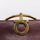 Salvatore Ferragamo Gancini Hand Bag Leather Bordeaux Gold Auth 206353A-10
