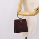 Salvatore Ferragamo Gancini Hand Bag Leather Bordeaux Gold Auth 206353A-22