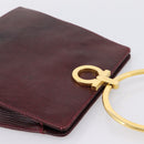 Salvatore Ferragamo Gancini Hand Bag Leather Bordeaux Gold Auth 206353A-6