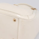 Salvatore Ferragamo Gancini Chain Tote Bag Leather White Gold Auth 206356A-9