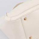 Salvatore Ferragamo Gancini Chain Tote Bag Leather White Gold Auth 206356A-14