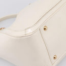 Salvatore Ferragamo Gancini Chain Tote Bag Leather White Gold Auth 206356A-16