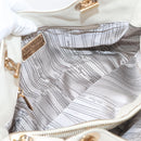 Salvatore Ferragamo Gancini Chain Tote Bag Leather White Gold Auth 206356A-10