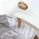 Salvatore Ferragamo Gancini Chain Tote Bag Leather White Gold Auth 206356A-21