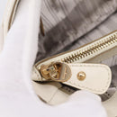 Salvatore Ferragamo Gancini Chain Tote Bag Leather White Gold Auth 206356A-23
