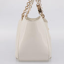 Salvatore Ferragamo Gancini Chain Tote Bag Leather White Gold Auth 206356A-3