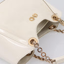 Salvatore Ferragamo Gancini Chain Tote Bag Leather White Gold Auth 206356A-6