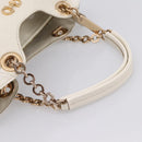 Salvatore Ferragamo Gancini Chain Tote Bag Leather White Gold Auth 206356A-7