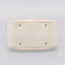 Salvatore Ferragamo Gancini Chain Tote Bag Leather White Gold Auth 206356A-5