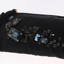 Miu Miu Matelasse Clutch Bag Satin Black Gold Auth 206357A-18