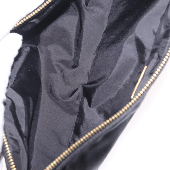 Miu Miu Matelasse Clutch Bag Satin Black Gold Auth 206357A