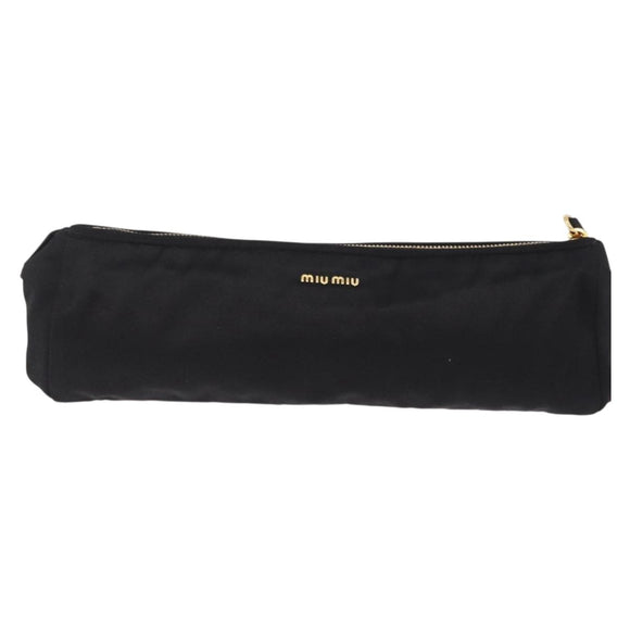 Miu Miu Matelasse Clutch Bag Satin Black Gold Auth 206357A