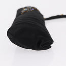 Miu Miu Matelasse Clutch Bag Satin Black Gold Auth 206357A-3