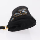 Miu Miu Matelasse Clutch Bag Satin Black Gold Auth 206357A-4