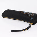 Miu Miu Matelasse Clutch Bag Satin Black Gold Auth 206357A-5