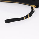 Miu Miu Matelasse Clutch Bag Satin Black Gold Auth 206357A-6