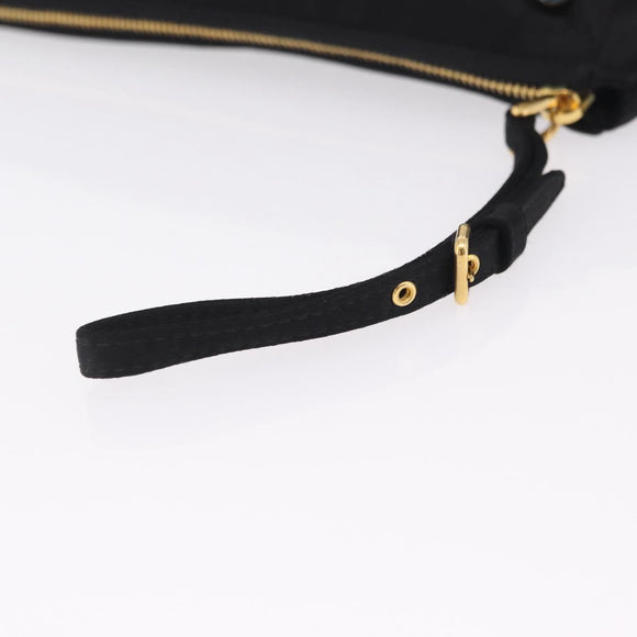 Miu Miu Matelasse Clutch Bag Satin Black Gold Auth 206357A