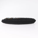 Miu Miu Matelasse Clutch Bag Satin Black Gold Auth 206357A-7