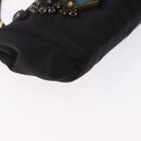 Miu Miu Matelasse Clutch Bag Satin Black Gold Auth 206357A-8
