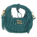 Miu Miu Matelasse Wonder Mini Shoulder Pouch Leather 2way Green Auth 206358SAM-1