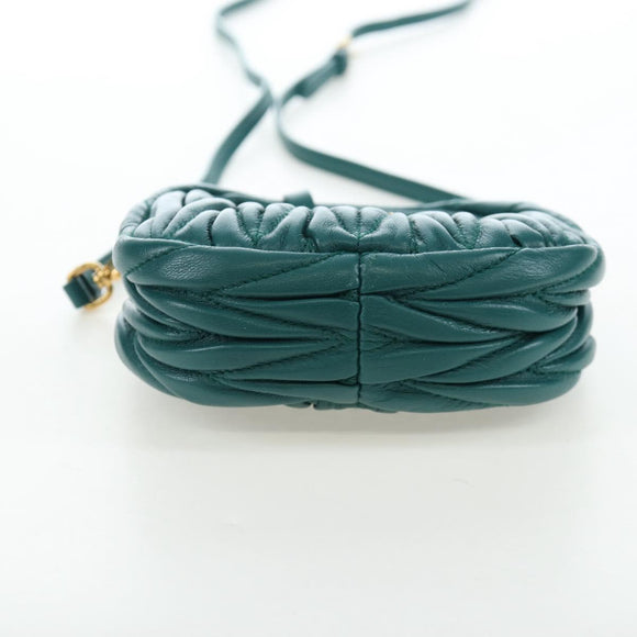 Miu Miu Matelasse Wonder Mini Shoulder Pouch Leather 2way Green Auth 206358SAM