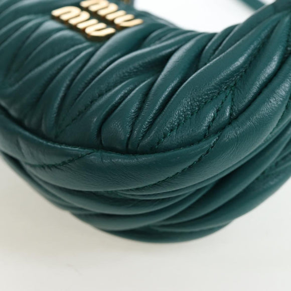 Miu Miu Matelasse Wonder Mini Shoulder Pouch Leather 2way Green Auth 206358SAM