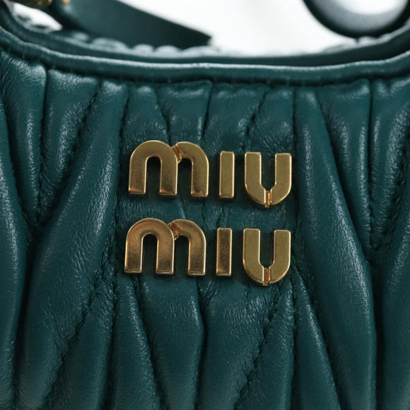 Miu Miu Matelasse Wonder Mini Shoulder Pouch Leather 2way Green Auth 206358SAM