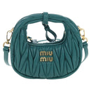 Miu Miu Matelasse Wonder Mini Shoulder Pouch Leather 2way Green Auth 206358SAM-13