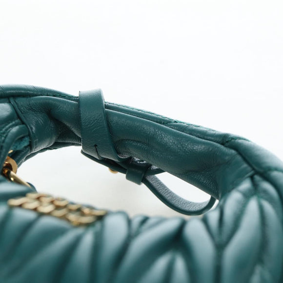 Miu Miu Matelasse Wonder Mini Shoulder Pouch Leather 2way Green Auth 206358SAM