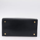Salvatore Ferragamo Gancini Hand Bag Leather Navy Gold Auth 206360-6
