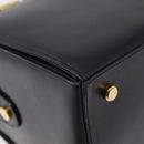 Salvatore Ferragamo Gancini Hand Bag Leather Navy Gold Auth 206360-10