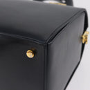 Salvatore Ferragamo Gancini Hand Bag Leather Navy Gold Auth 206360-16