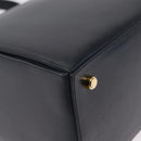 Salvatore Ferragamo Gancini Hand Bag Leather Navy Gold Auth 206360-17
