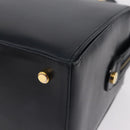 Salvatore Ferragamo Gancini Hand Bag Leather Navy Gold Auth 206360-18